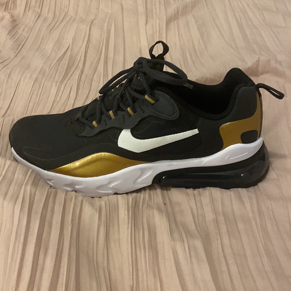 Nike Air Max 270 Reacts Black White & Gold